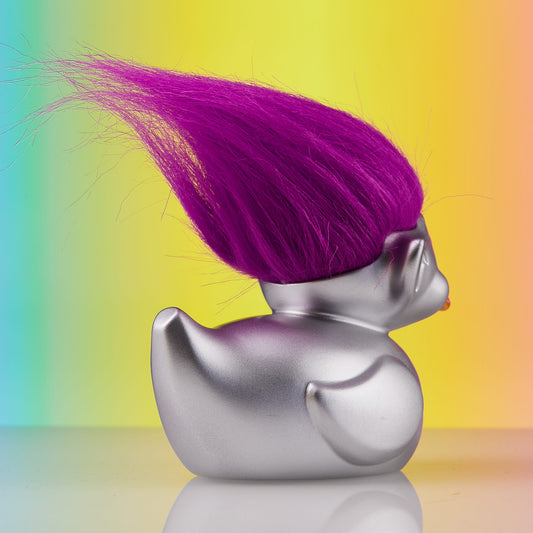 Official Trolls Silver Troll (Silver with Purple Hair) TUBBZ Cosplaying Duck Collectible