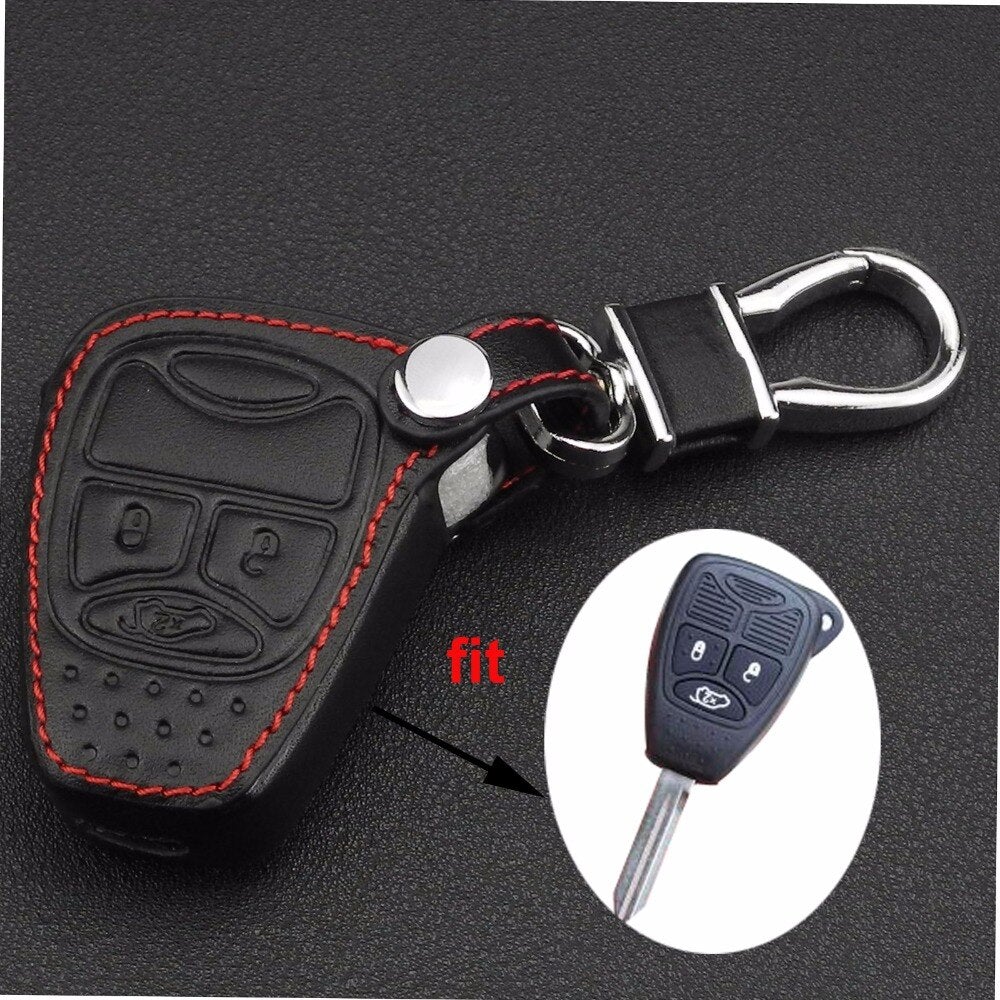 3 Button Leather Jeep Key Protector Cover - Jeep Jeep Accessories