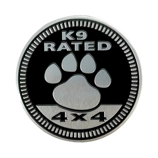K9 Rated Paw Print Jeep 4x4 3D Aluminum Badge - Jeep Vehicle Decor Accessory Sets