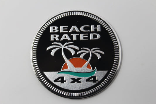Beach Rated Jeep 4x4 3D Aluminum Badge - Jeep Vehicle Decor Accessory Sets