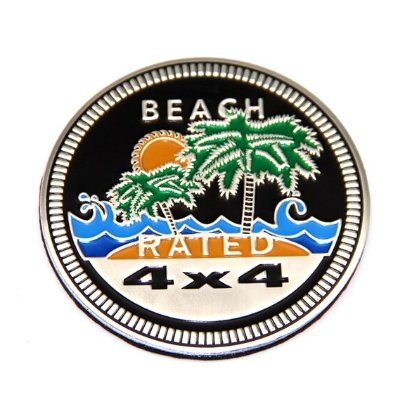Beach Rated Palm Trees Jeep 4x4 3D Aluminum Badge - Jeep Vehicle Decor Accessory Sets