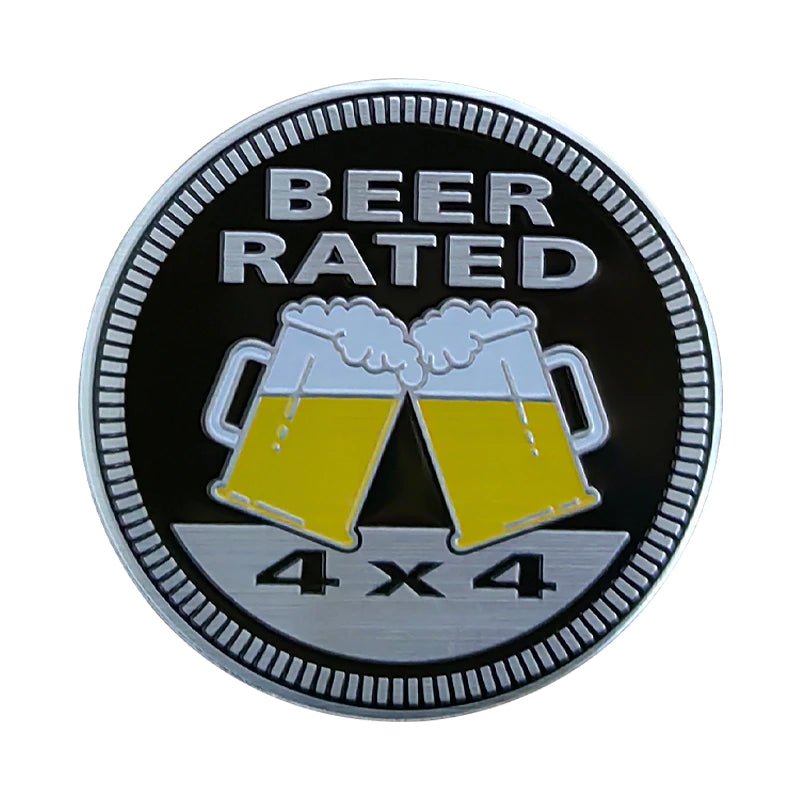 Beer Rated Jeep 4x4 3D Aluminum Badge - Jeep Vehicle Decor Accessory Sets
