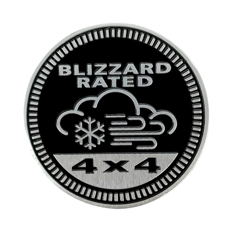 Blizzard Rated Jeep 4x4 3D Aluminum Badge - Jeep Vehicle Decor Accessory Sets