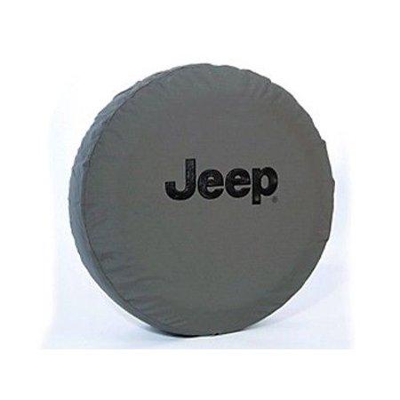 Jeep Spare Tire Cover - Black Jeep Logo on KHAKI Denim - Jeep Tire Cover
