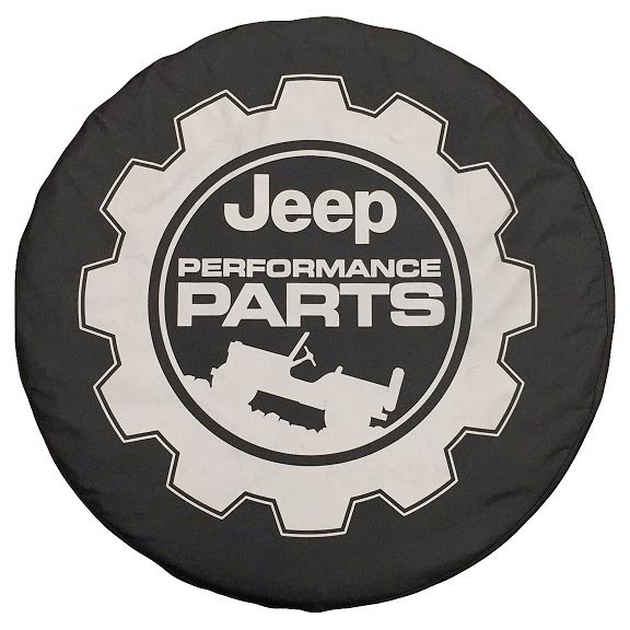 Jeep Spare Tire Cover - Jeep Performance Parts Logo on Black Denim - Jeep Tire Cover
