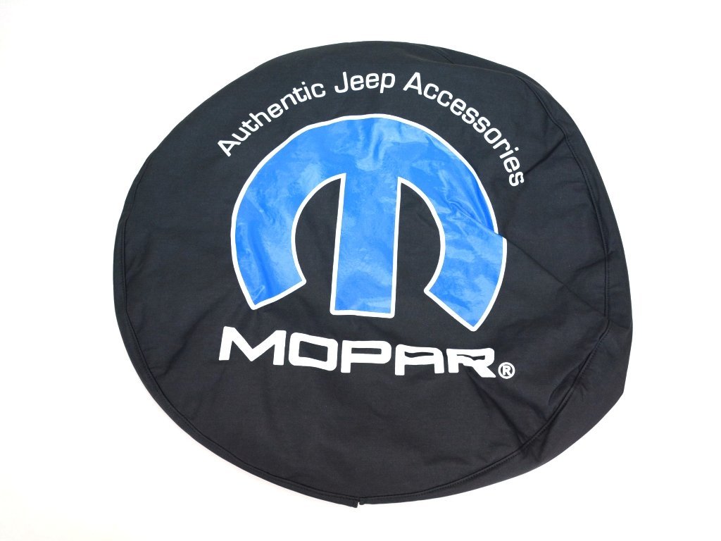 Jeep Spare Tire Cover - Mopar Logo on Black Denim - Jeep Tire Cover