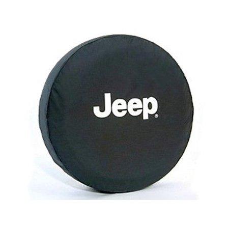 Jeep Spare Tire Cover - White Jeep Logo on Black Denim - Jeep Tire Cover