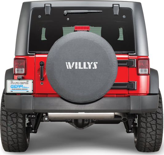 Jeep Spare Tire Cover - Willy's Logo on Black Denim - Jeep