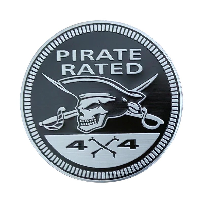 Pirate Rated Jeep 4x4 3D Aluminum Badge - Jeep Vehicle Decor Accessory Sets