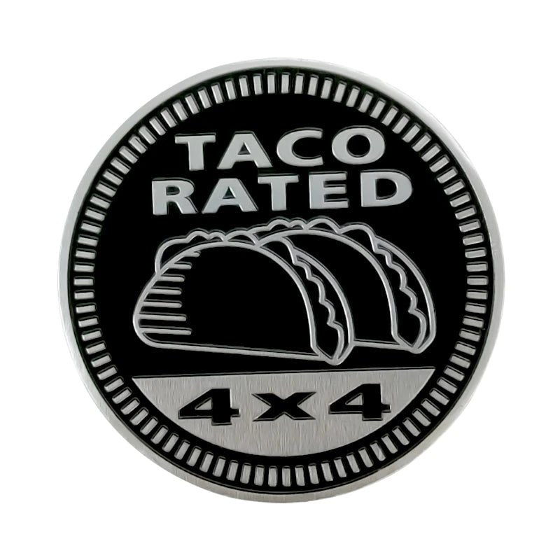 Taco Rated Jeep 4x4 3D Aluminum Badge - Jeep Vehicle Decor Accessory Sets