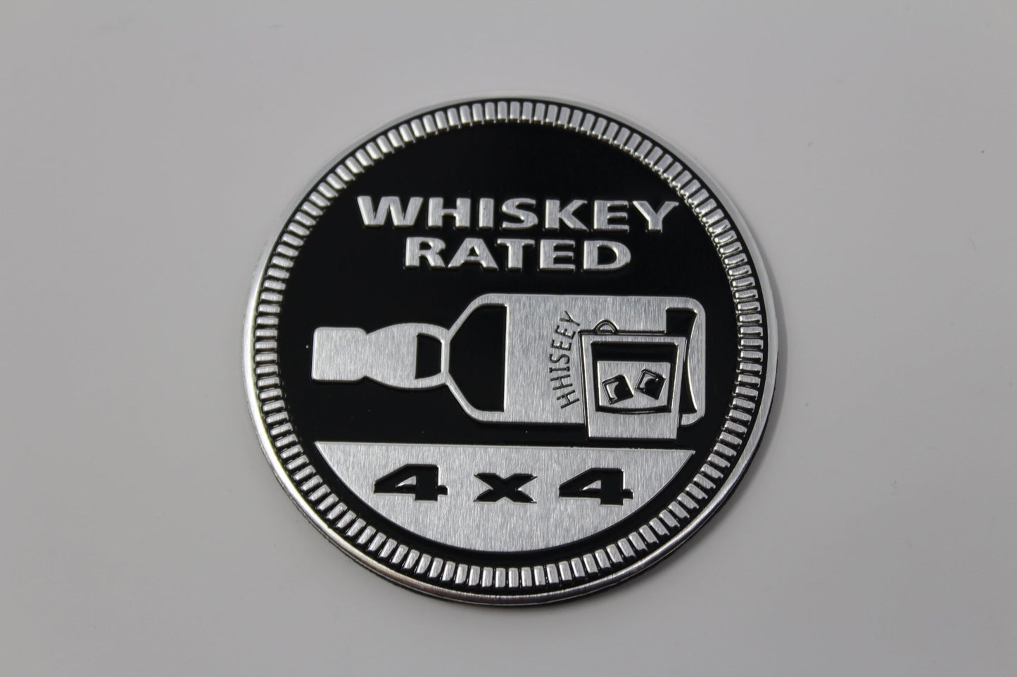 Whiskey Rated Jeep 4x4 3D Aluminum Badge - Jeep Vehicle Decor Accessory Sets